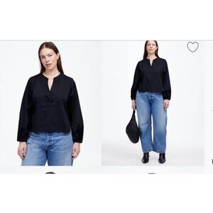 Madewell Womens $92 V-Neck Long Sleeve Top Indigo Size S NS437